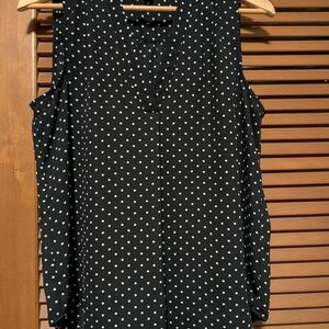Black and White Dot V-Neck Blouse